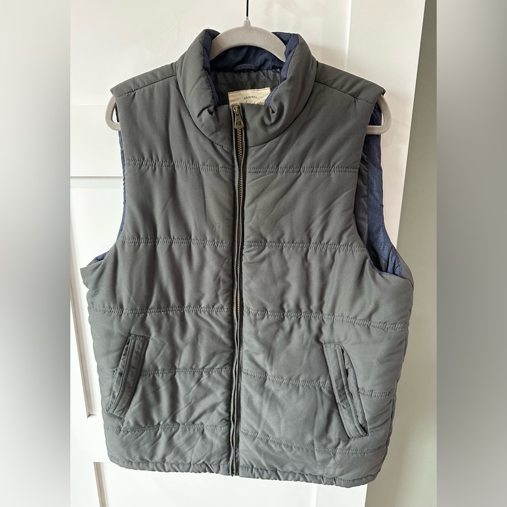 Weatherproof Vintage Mens Size L Gray Puffer Vest Full Zip